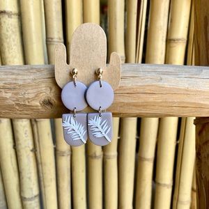 Handmade Polymer Clay Off grey earrings